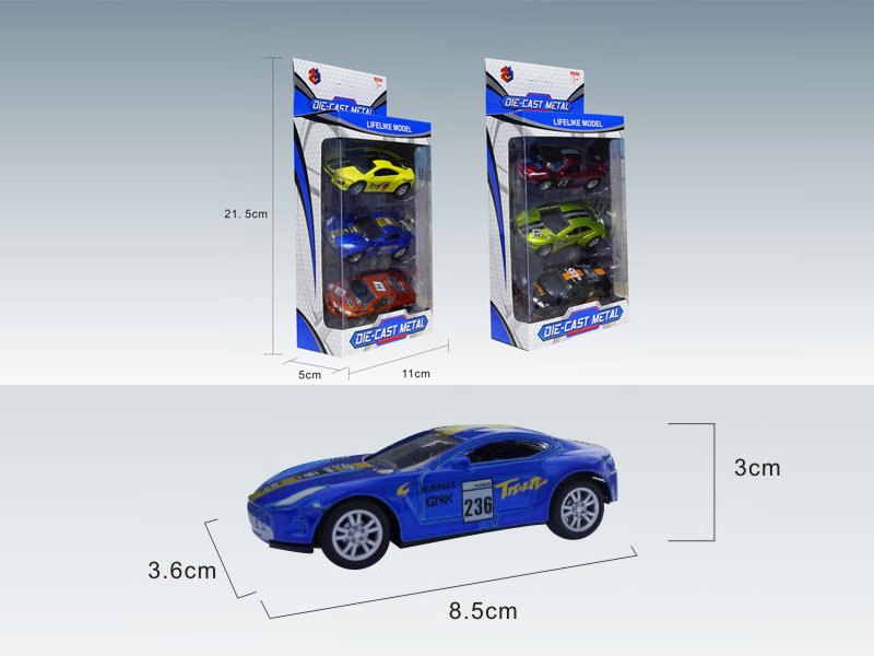 3PCS 1:50 Simulated Pull Back Racing Alloy Car