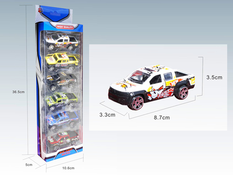 6PCS 1:50 Mini Slide Pickup Alloy Car