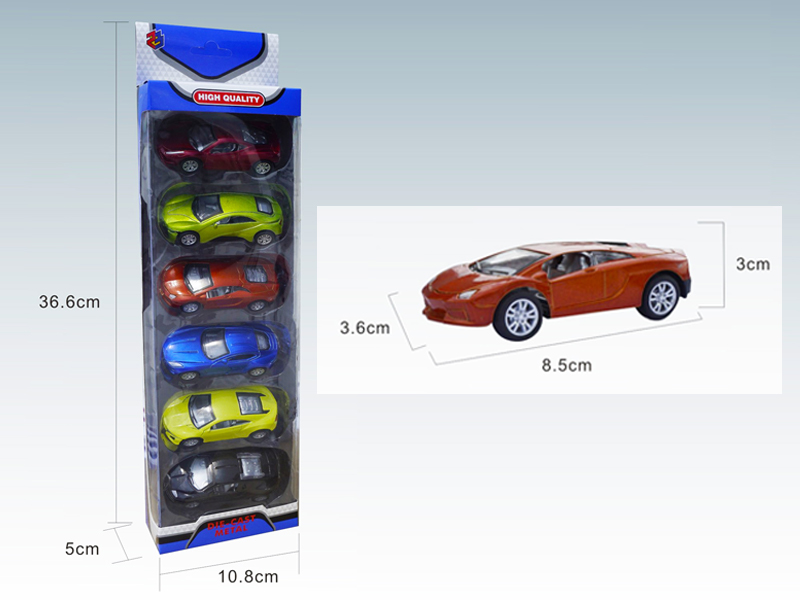 6PCS 1:50 Simulated Pull Back Alloy Car