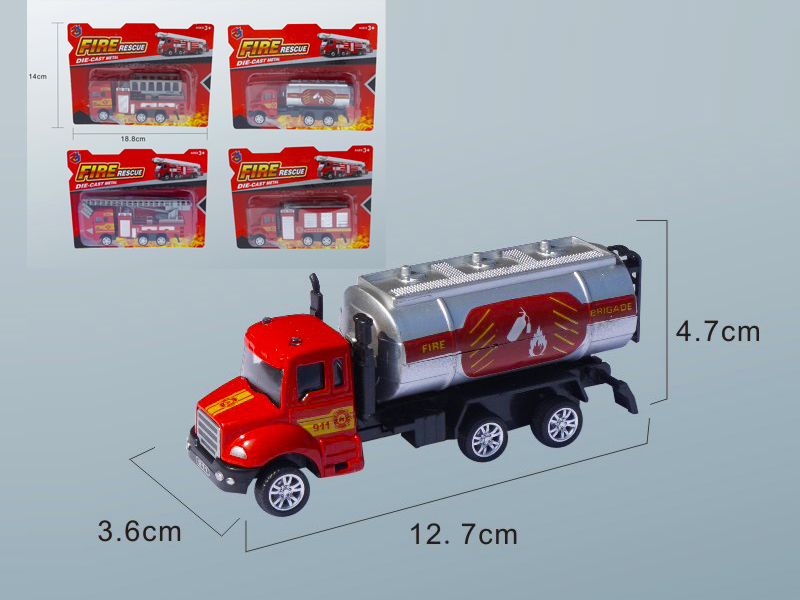 Simulated Pull Back Alloy Fire Truck