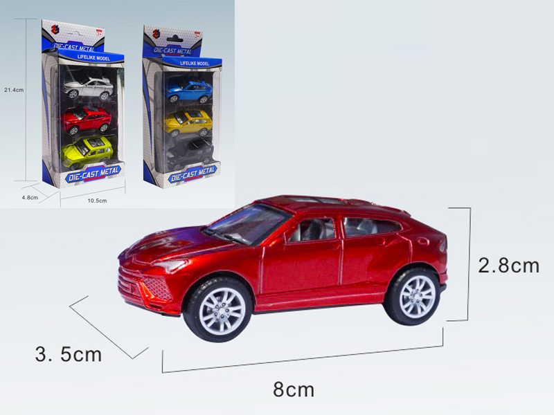 3PCS 1:50 Simulated Pull Back Alloy Car