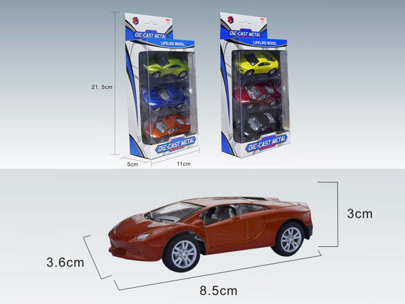 3PCS 1:50 Simulated Pull Back Racing Alloy Car