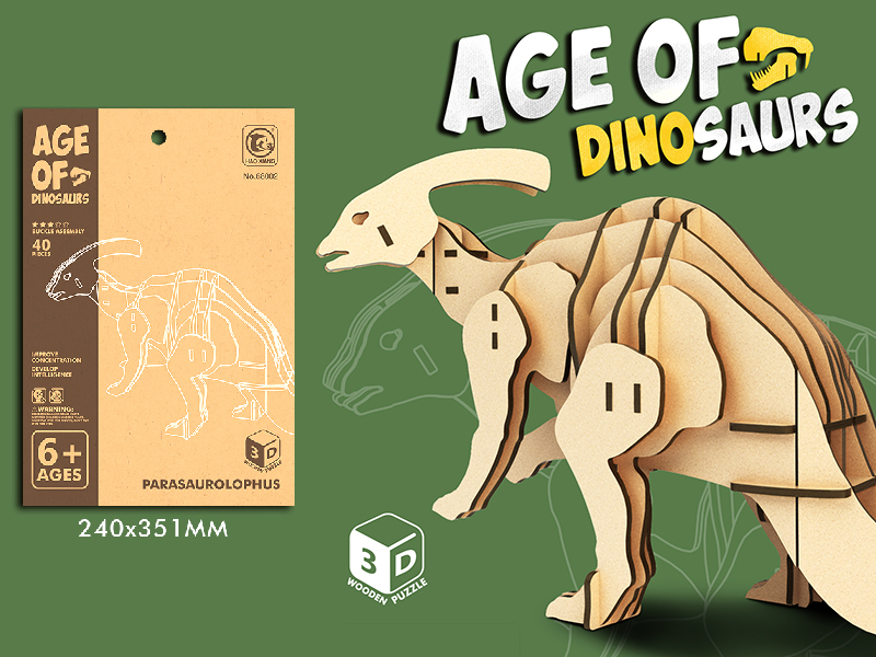 Wooden 3D Puzzle Parasaurolophus
