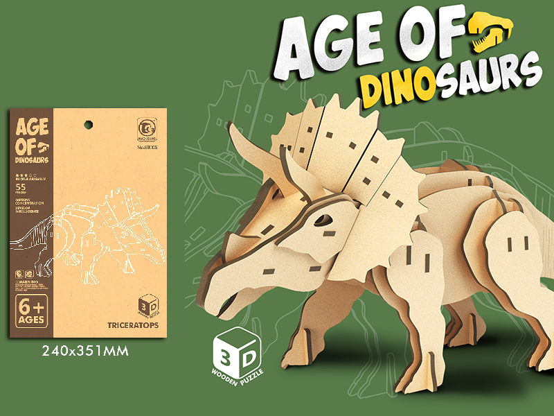 Wooden 3D Puzzle Triceratops