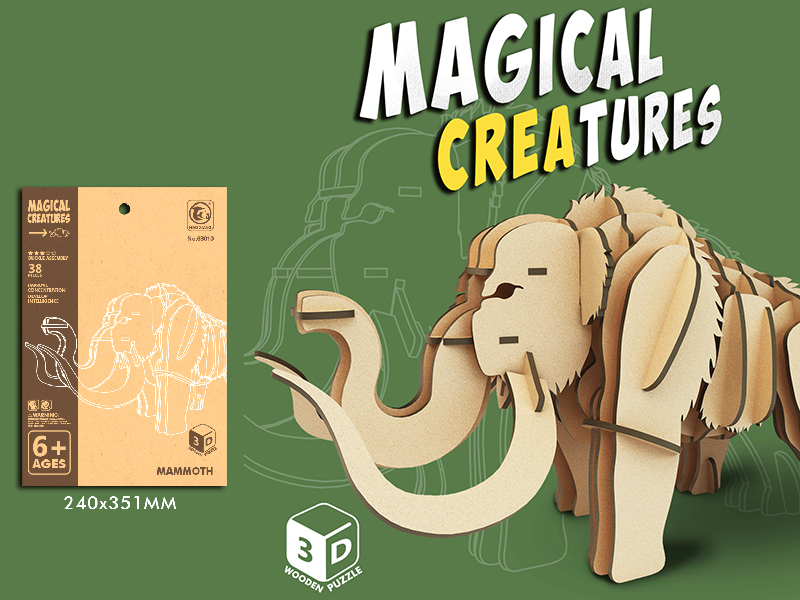Wooden 3D Puzzle Mammoth