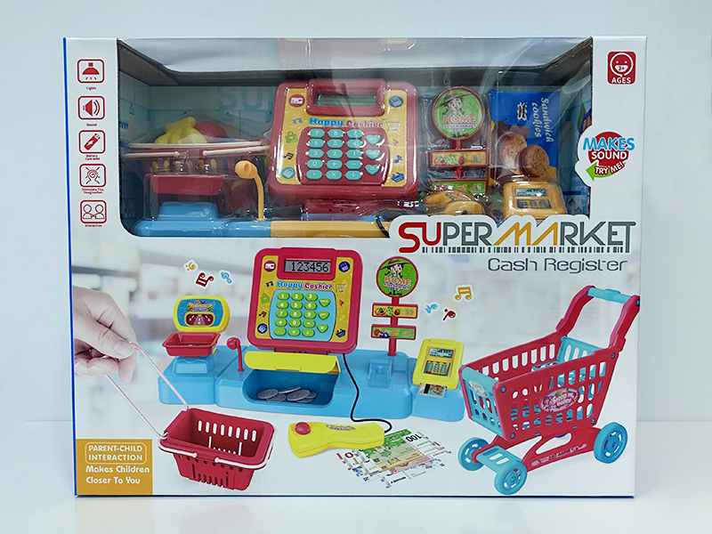 Shopping Cart Cash Register Fruits Set