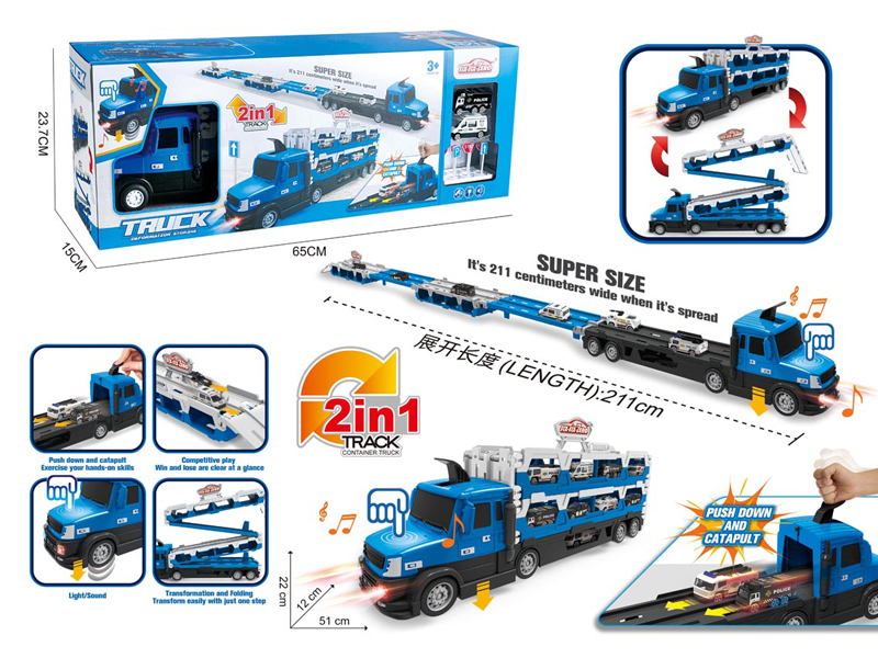 Extra Large Folding Deformation Police Sliding Track With Light And Music To Eject And Store Large Trucks