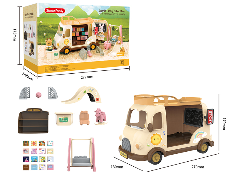 School Bus Miniature Scene