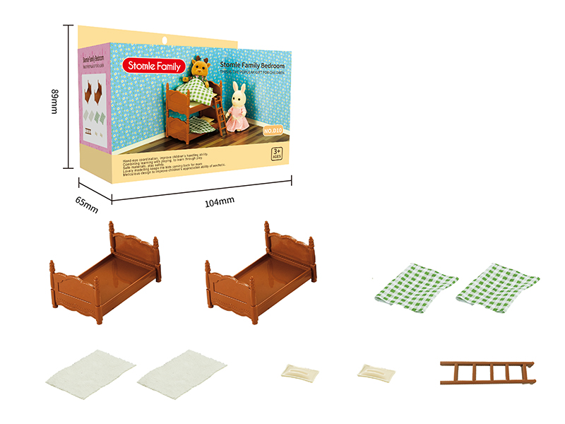 Bedroom Double Bed Miniature Scene