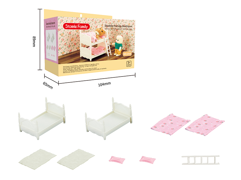 Bedroom Double Bed Miniature Scene