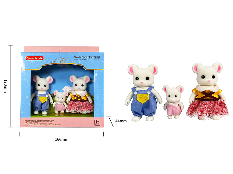 White Mouse Action Figures 3pcs