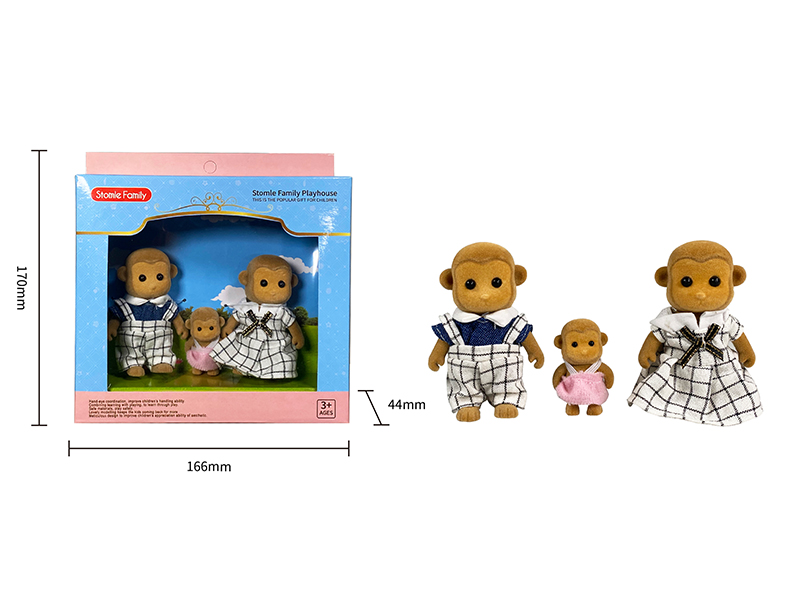 Brown Monkey Action Figures 3pcs