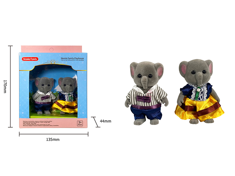 Elephant Action Figures 2pcs