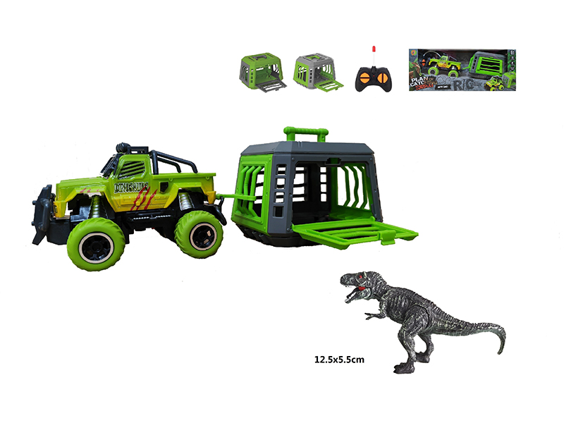 1:43 R/C Barton Car With Cage+ Tyrannosaurus Rex