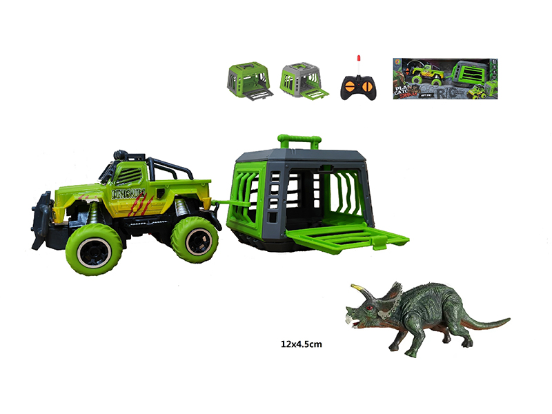 1:43 R/C Barton Car With Cage+ Triceratops