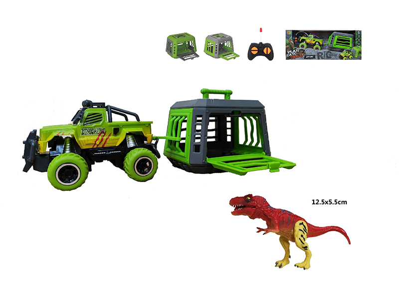 1:43 R/C Barton Car With Cage+ Tyrannosaurus Rex