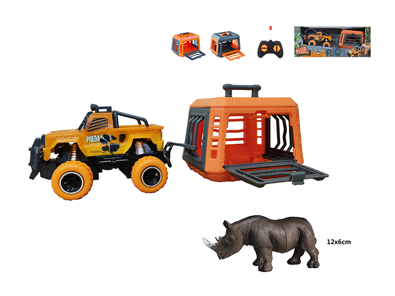 1:43 R/C Car With Cage + Rhinoceros