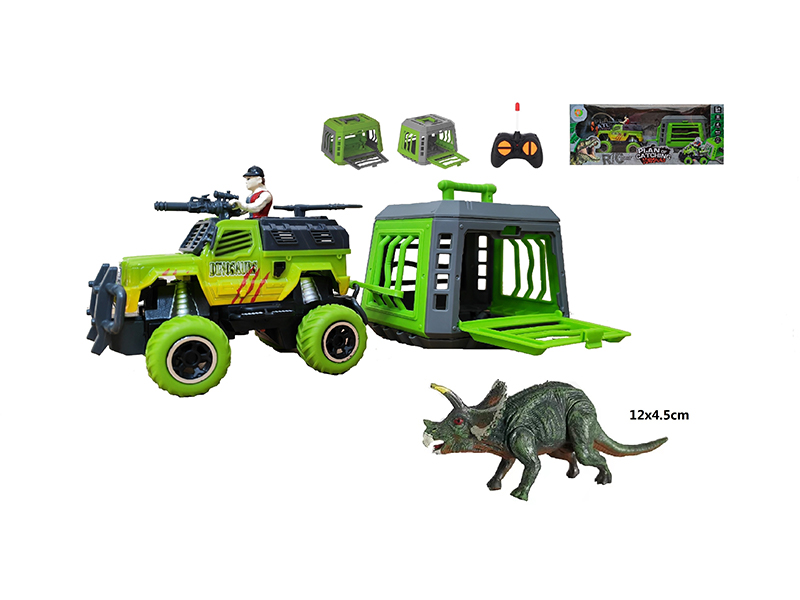 1:43 R/C Car  With Cage + Triceratops