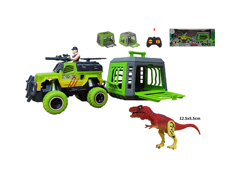 1:43 R/C Car  With Cage + Tyrannosaurus Rex