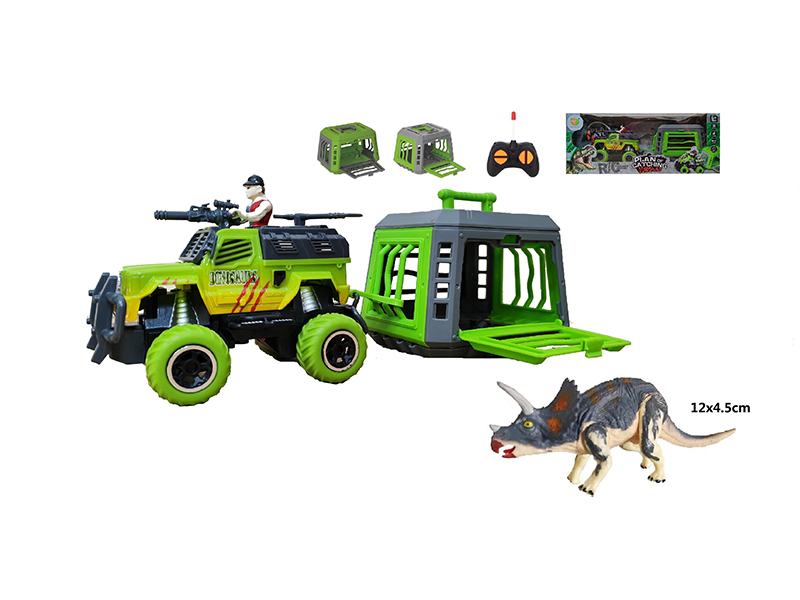 1:43 R/C Car With Cage + Triceratops