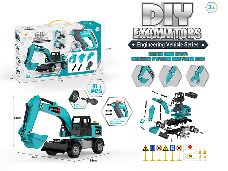 DIY Assembly Acoustooptic Slide Excavator With Electric Screwdriver 97PCS