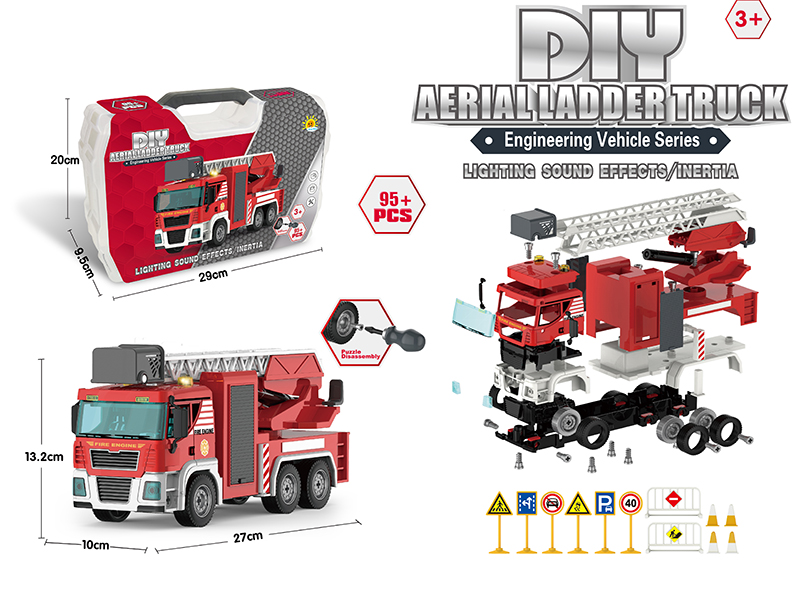 DIY Assembly Acoustooptic Friction Aerial LadderTruck 95pcs