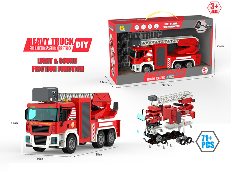DIY Assembly Acoustooptic Friction Aerial LadderTruck 71pcs