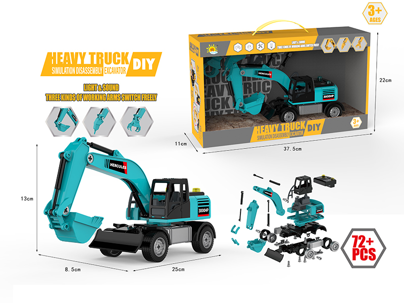 Manual Version DIY Assembly Acoustooptic Slide Excavator 72PCS