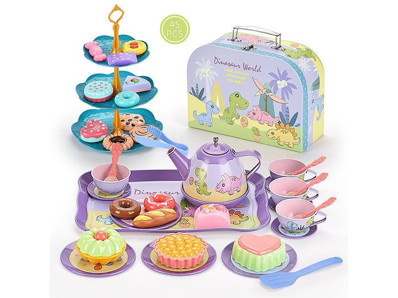 45Pcs Tinplate Dinosaur Tea Set