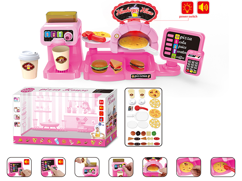 Pink Ordering Machine With Pizza And Coffee Machine Set
