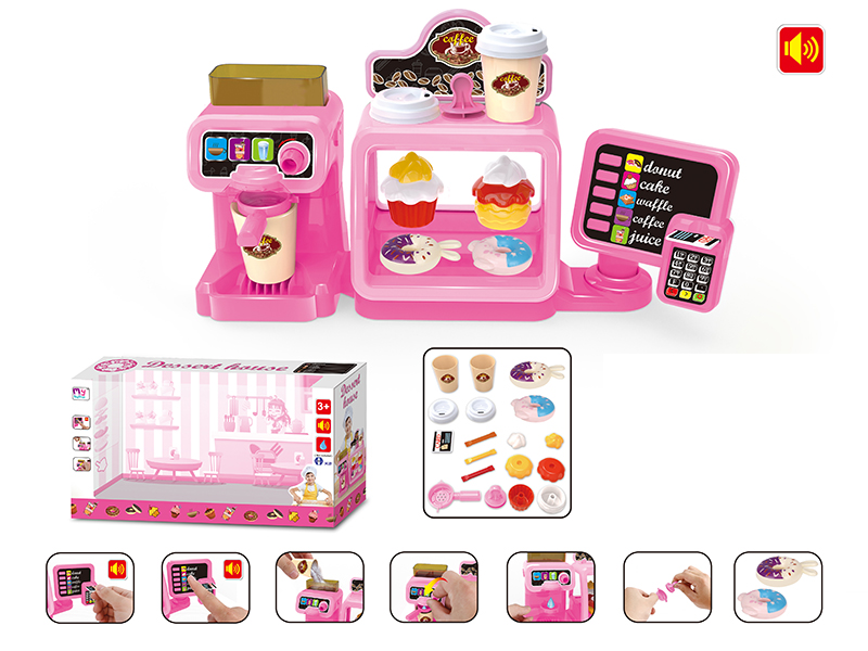 Pink Ordering Machine With Dessert Coffee Machine Set