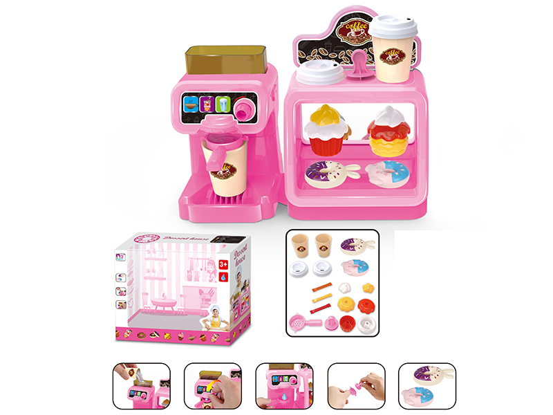 Pink Coffee Machine With Dessert Set