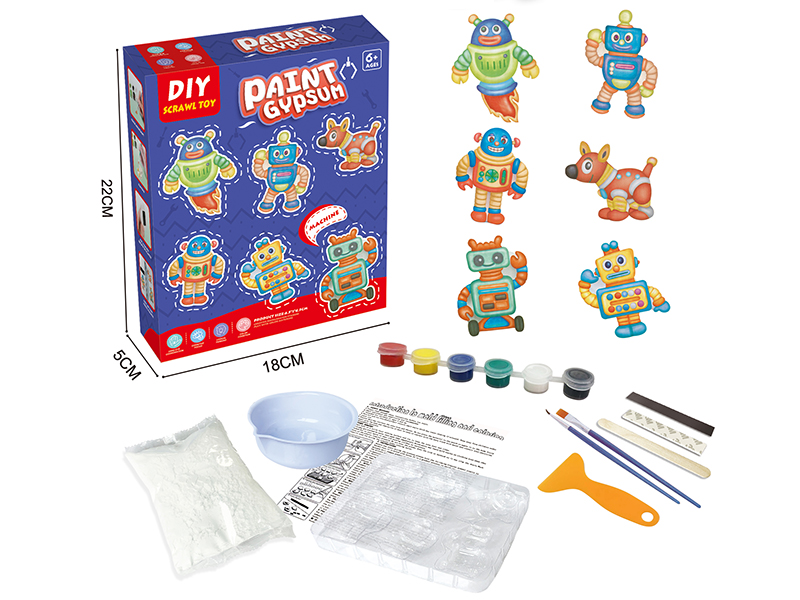 DIY Coloured Drawing Handmade Model Plaster Refrigerator Magnet(Robot Series)