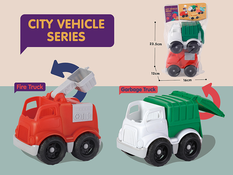 Slide Fire Truck Garbage Truck Set