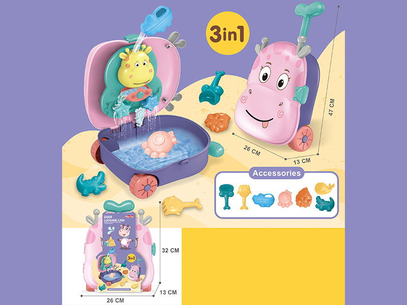 3-In-1 Beach Bathroom Water Suit Sika Deer Trolley Case