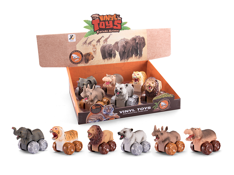 6Pcs Slide Big Wheel Animal Cars