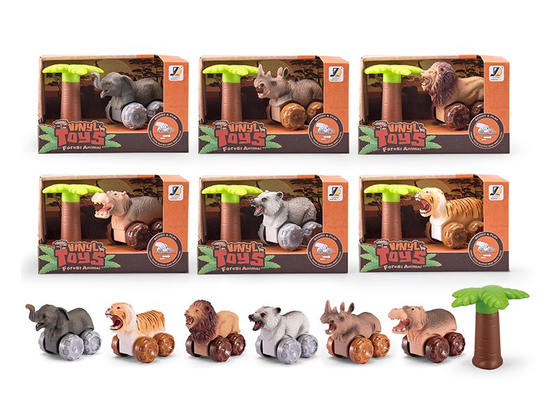 12Pcs Slide Big Wheel Animal Car