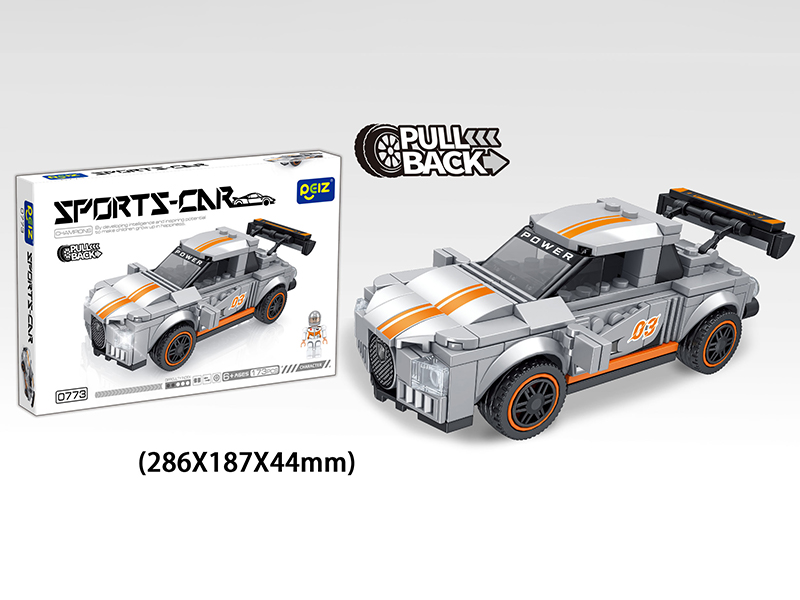 173PCS Grey Pull Back Racing Car  Building Block