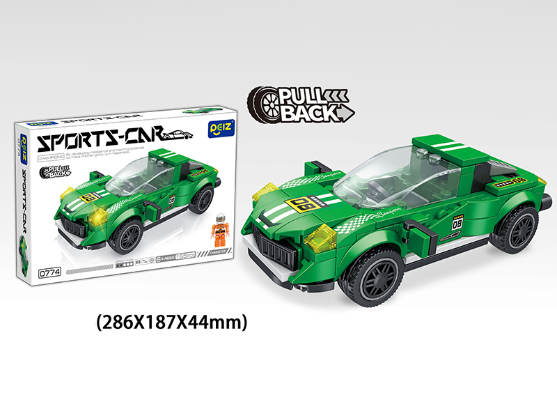 165PCS Green Pull Back Racing Car  Building Block