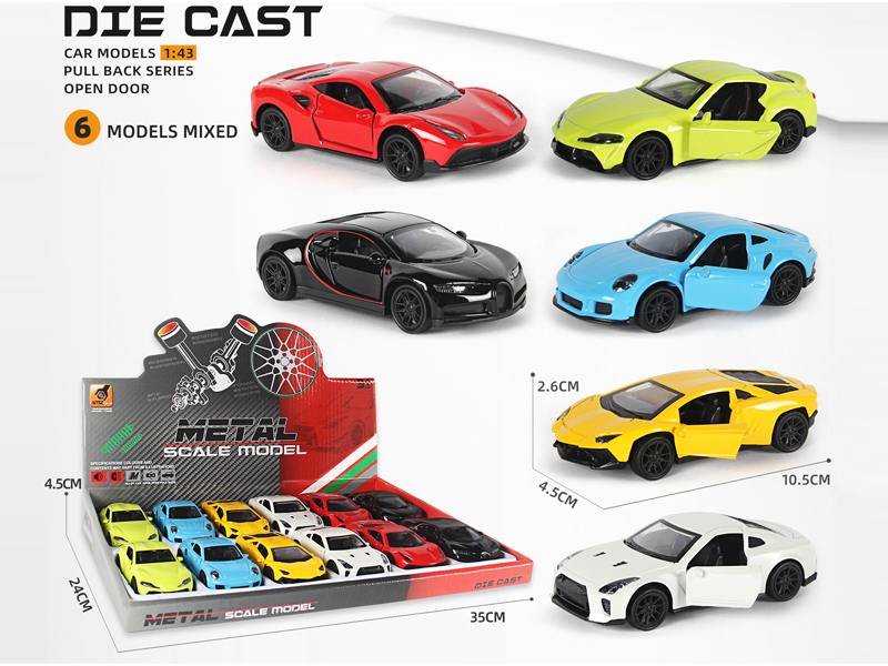 12PCS 1:43 Alloy Pull Back Sports Car
