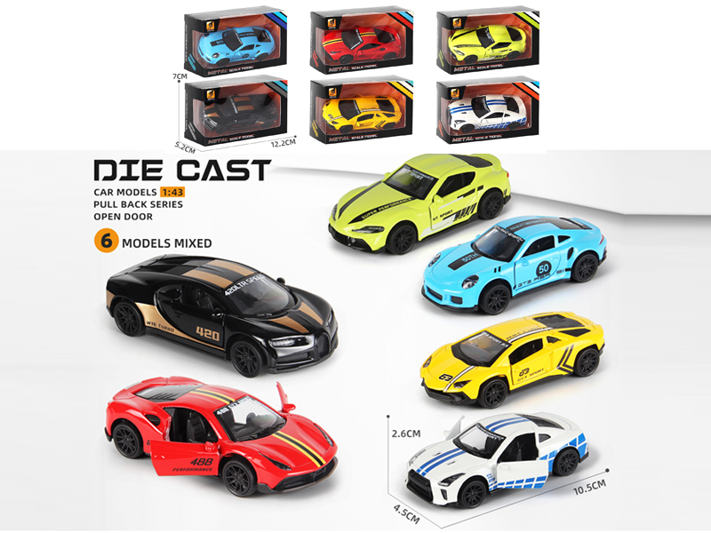 1:43 Alloy Pull Back Open-Door Racing Car