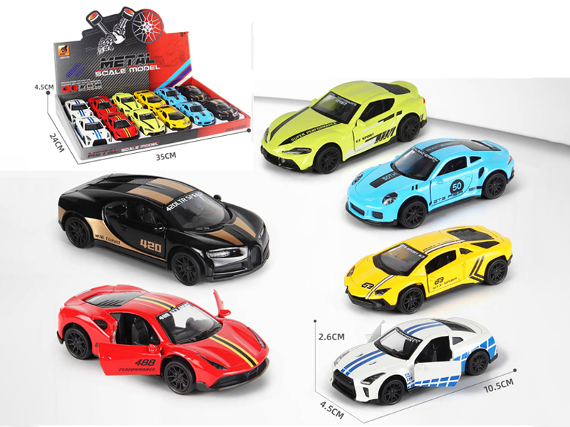 12PCs 1:43 Alloy Pull Back Open-Door Racing Car