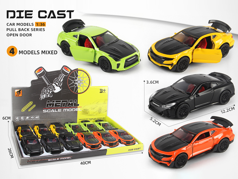 12PCS 1:24 Alloy Double Pull Back Wrangler Car (Sound-Light Collision)