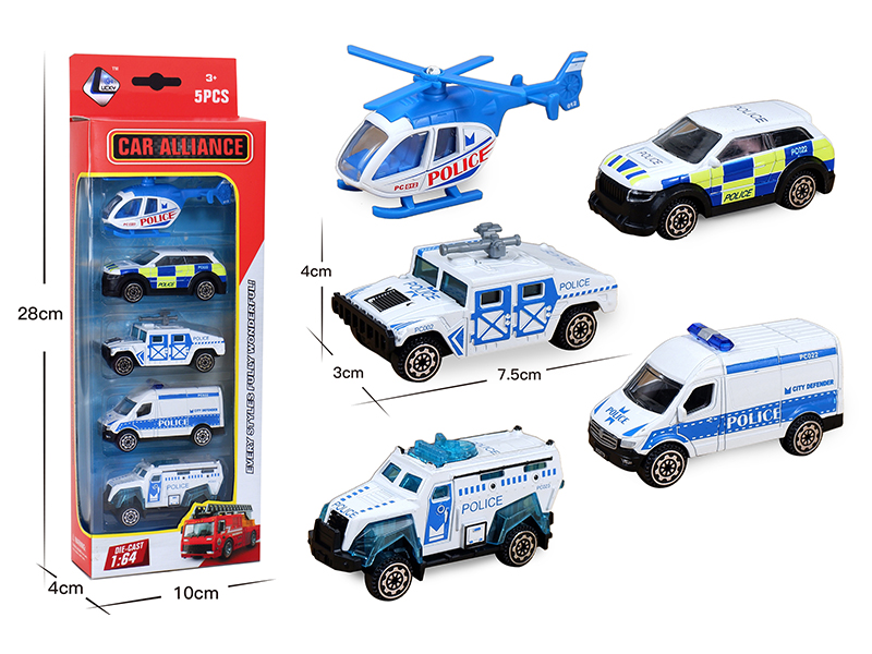 1:64 Alloy Slide Police Car