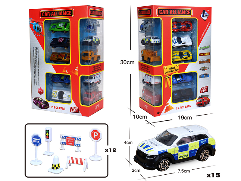 1:64 Alloy Slide Sports Car + Guidepost Set