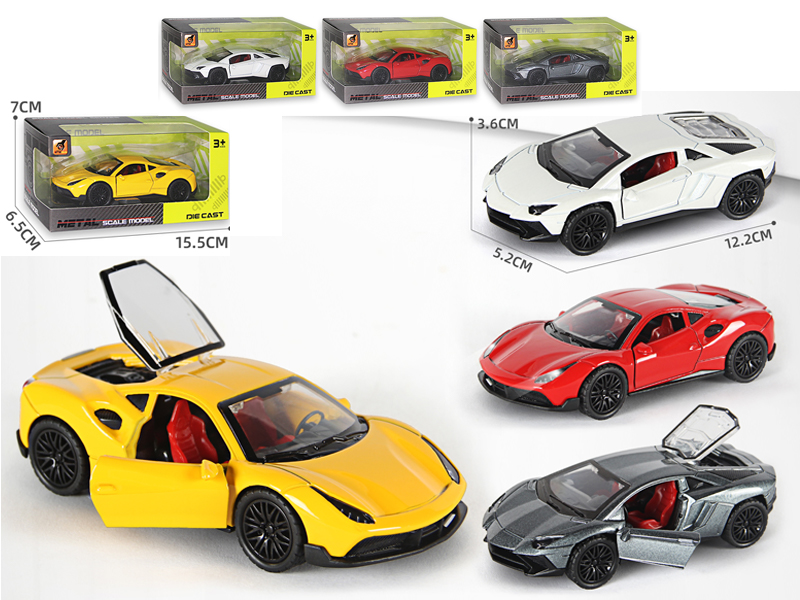 1:36 Alloy Pull Back Three-Door Sports Car With Sound And Light