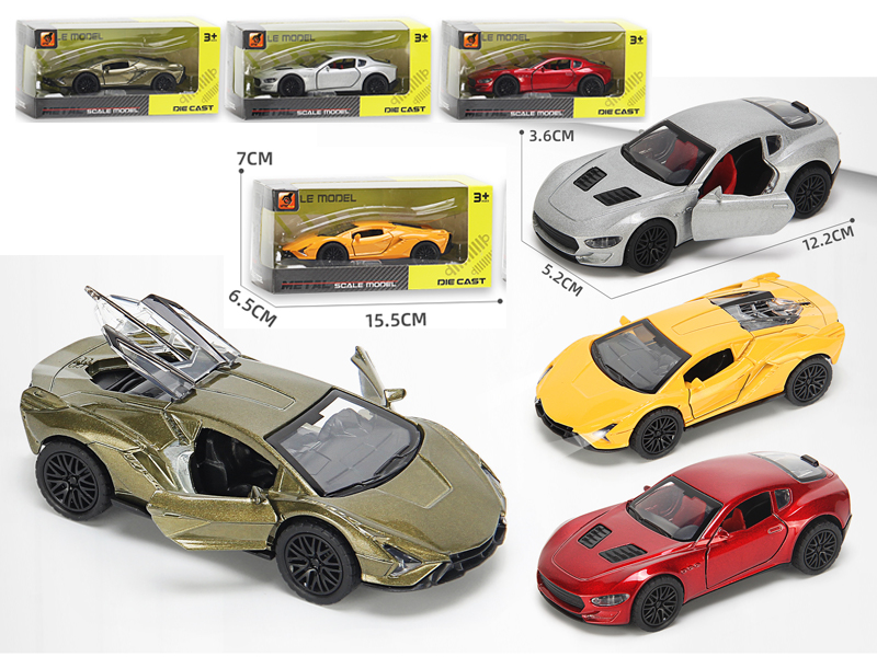 1:36 Alloy Pull Back Three-Door Sports Car