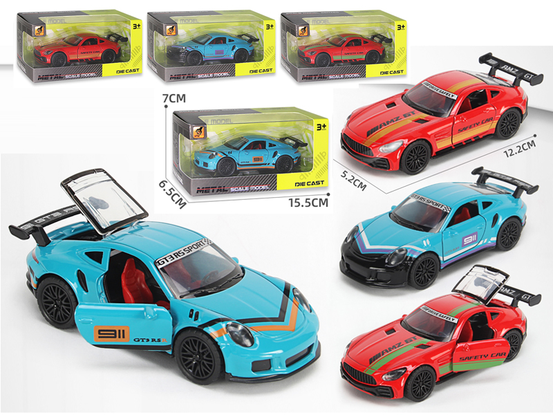 1:36 Alloy Pull Back Three-Door Sports Car Track Version With Sound And Light