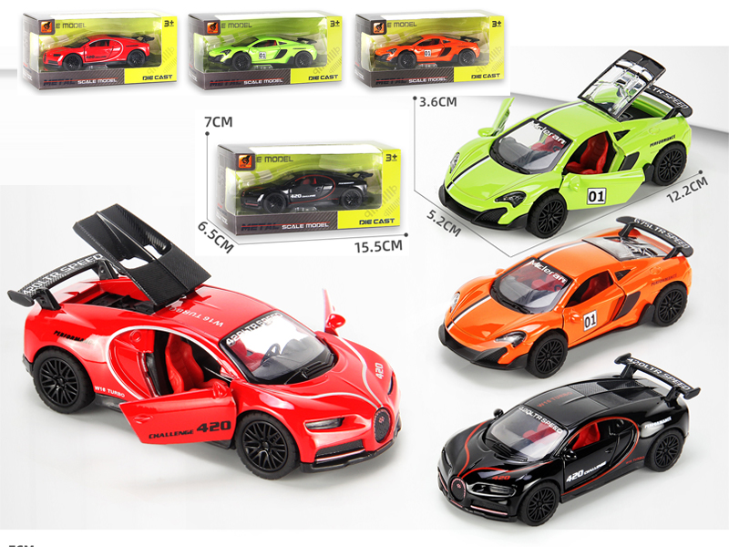 1:36 Alloy Pull Back Three-Door Sports Car Track Version With Sound And Light