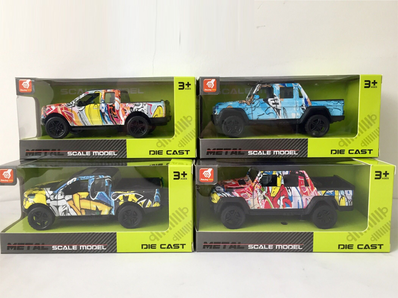1:36 Alloy Pull Back Three-Door Graffiti Sports Car